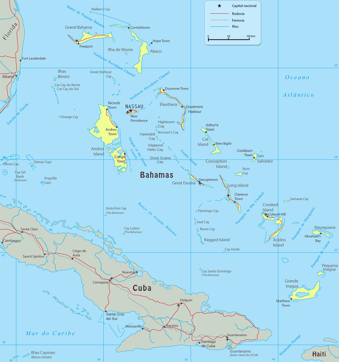 Mapa Bahamas