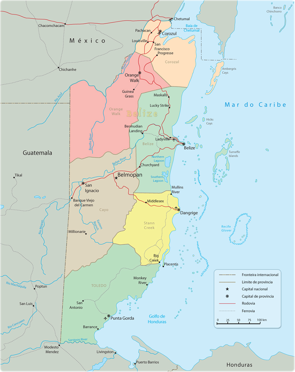Mapa Político de Belize