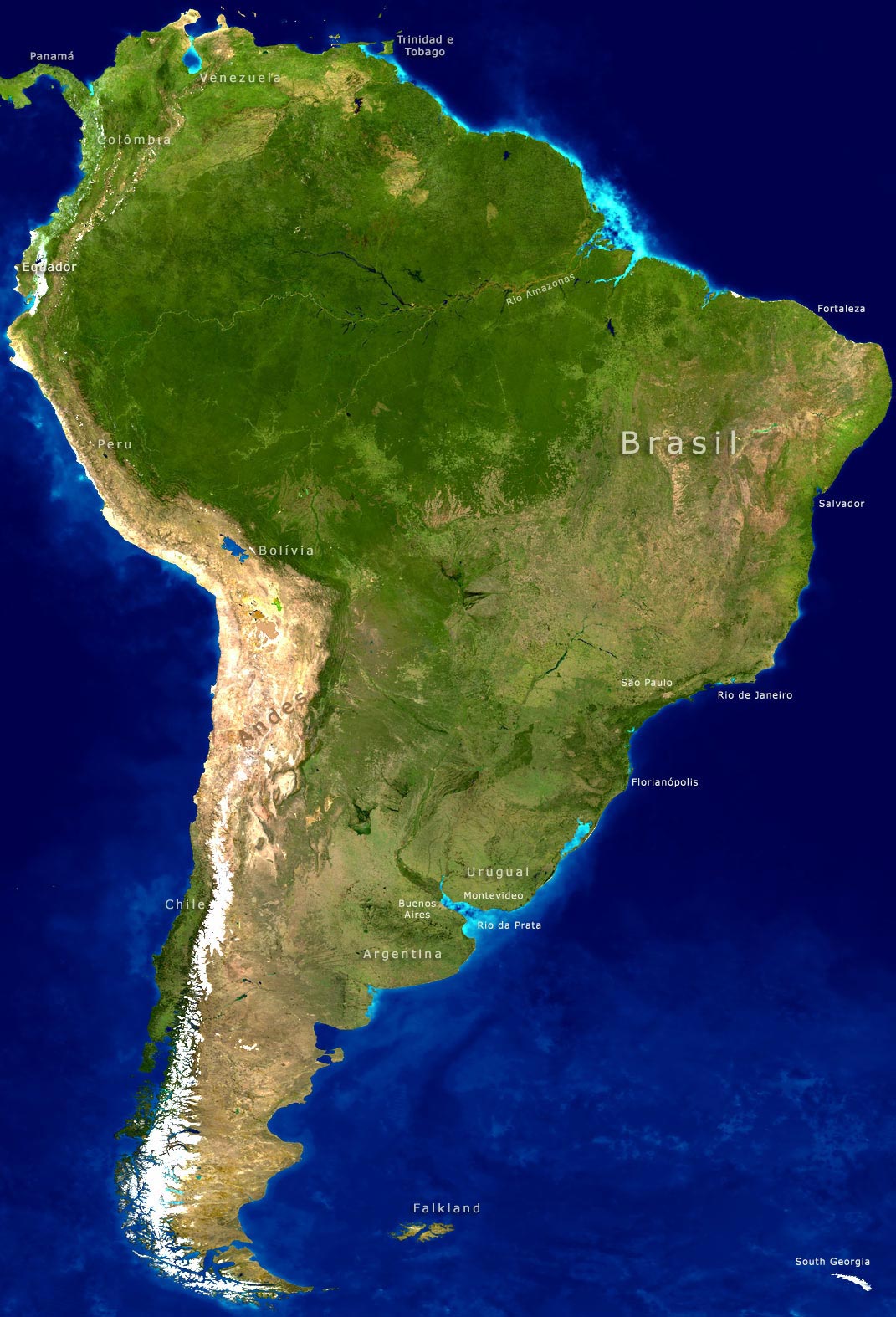 América Do Sul Imagem Brasil Argentina Peru E Uruguai