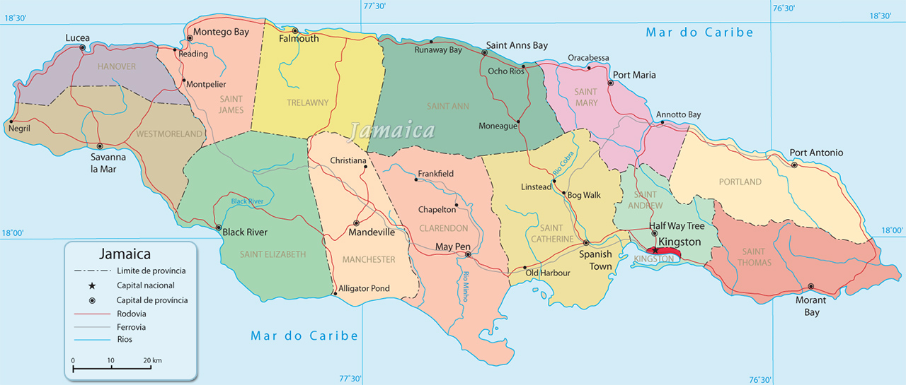 Mapa Jamaica