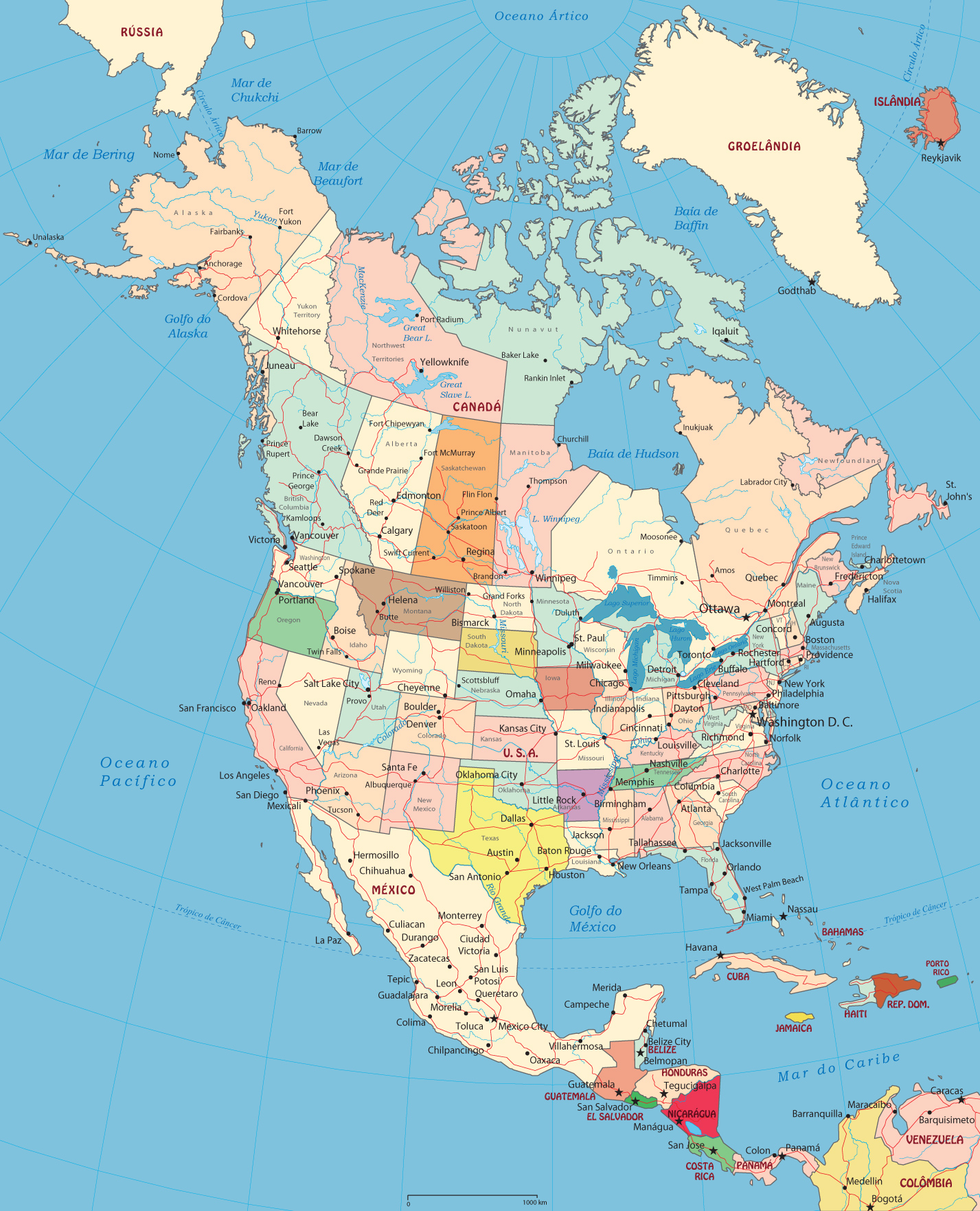 Mapa America Norte